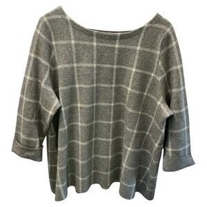 CYNTHIA ROWLEY SWEATER PULLOVER WINDOW PANE TOP SIZE 2X